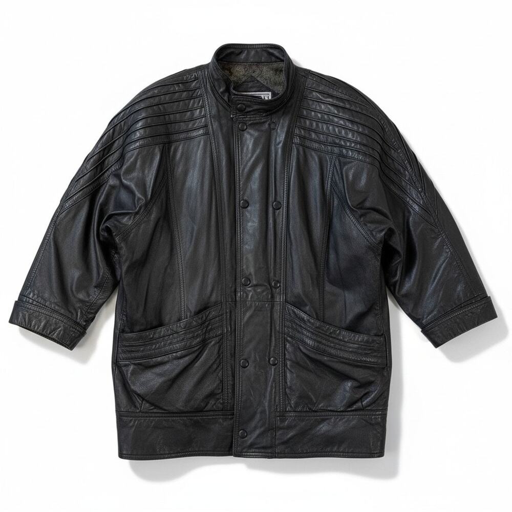 Vintage 90s AVANTI Womens Genuine Leather Jacket Black Small Motorcycle Biker